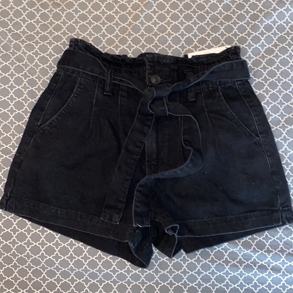 American Eagle AE High Rise Girls Teen Black Mom Shorts Size 00 24 Waist NEW NWT